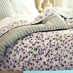 90s Vintage Martha Stewart Everyday Twin Sheet Set 3pc 180 Thread Floral 1999